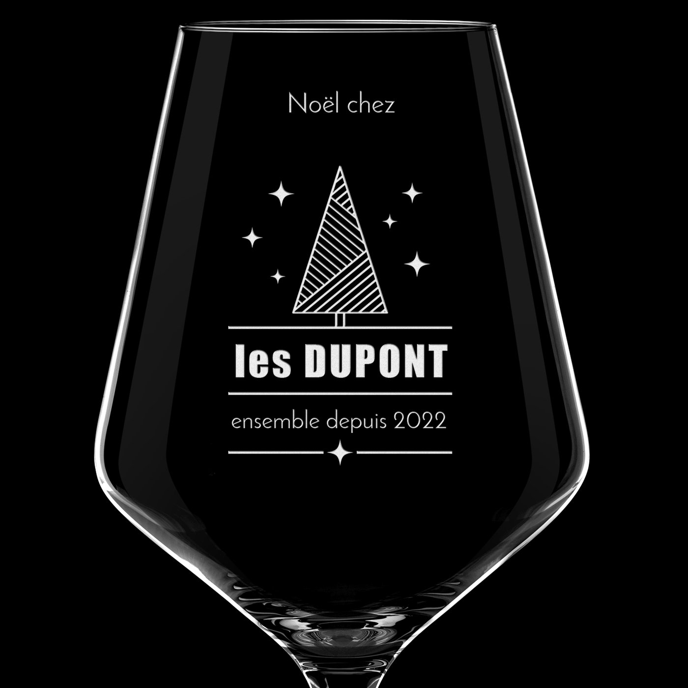 6 verres à vin AVANT-GARDE avec gravure pour Noël