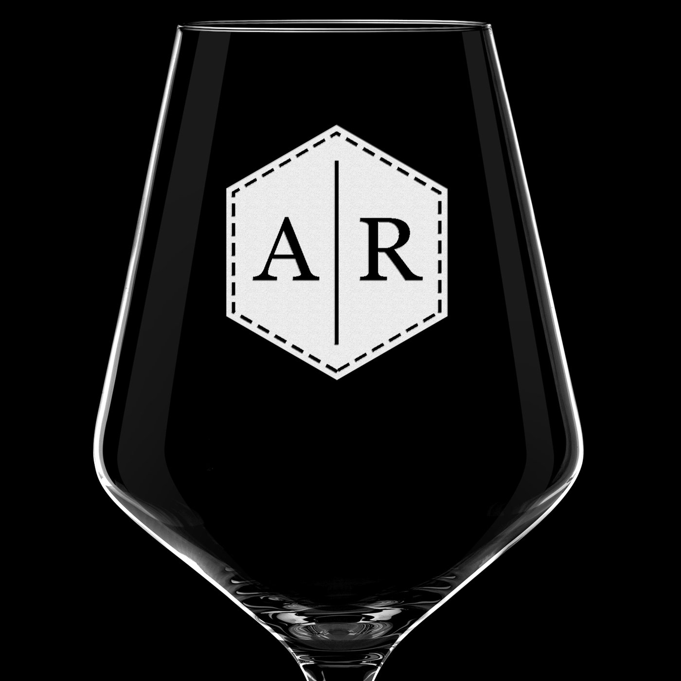 6 verres à vin AVANT-GARDE avec gravure pour couple avec des initiales