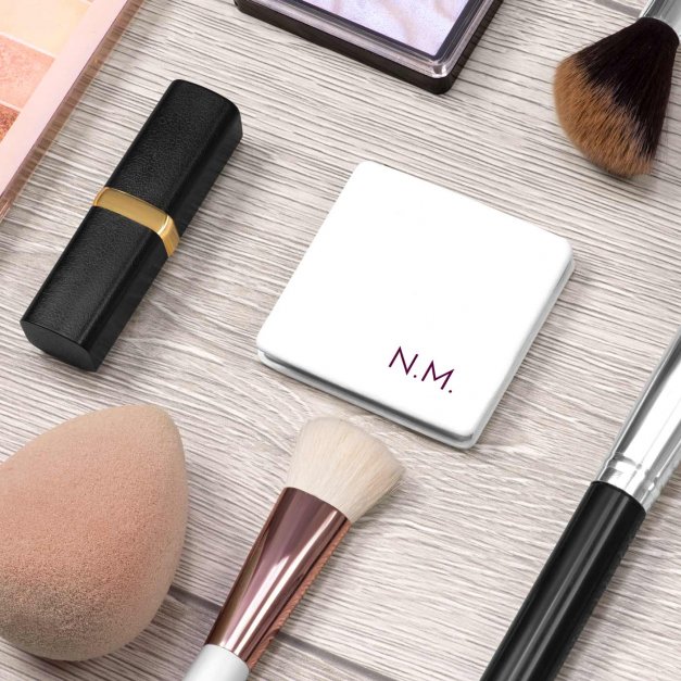 Miroir de poche carré blanc personnalisé pour une amie pour la Saint-Valentin
