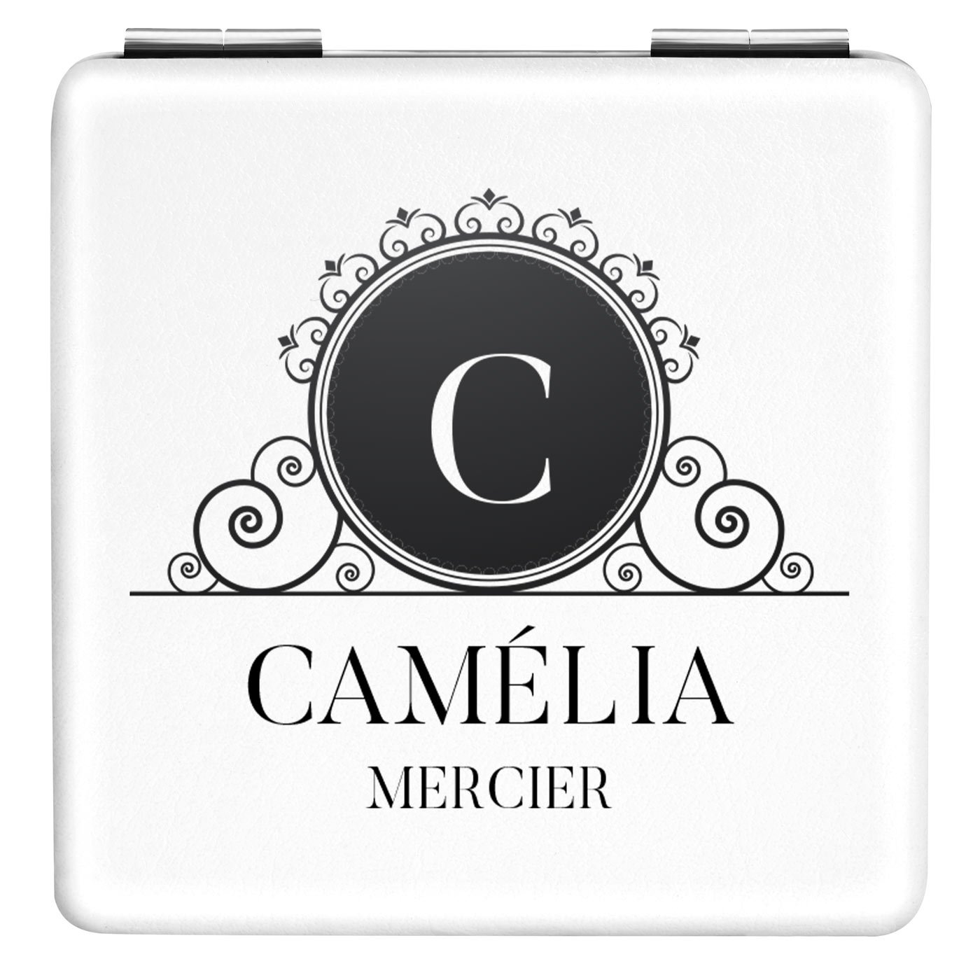 Miroir de poche carré blanc avec impression pour l'anniversaire d'une collègue
