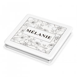 Miroir de poche carré blanc personnalisé pour l'anniversaire de maman