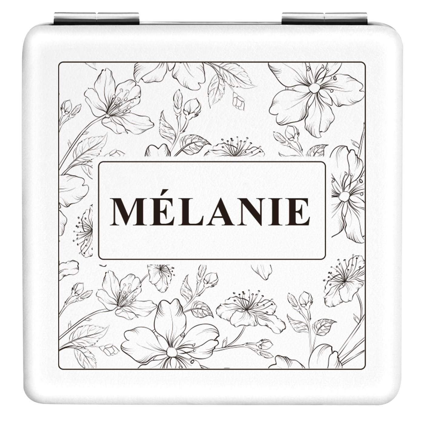 Miroir de poche carré blanc personnalisé pour l'anniversaire de maman