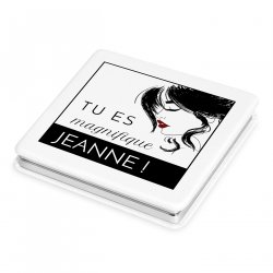 Miroir de poche carré blanc personnalisé pour elle pour la Saint-Valentin