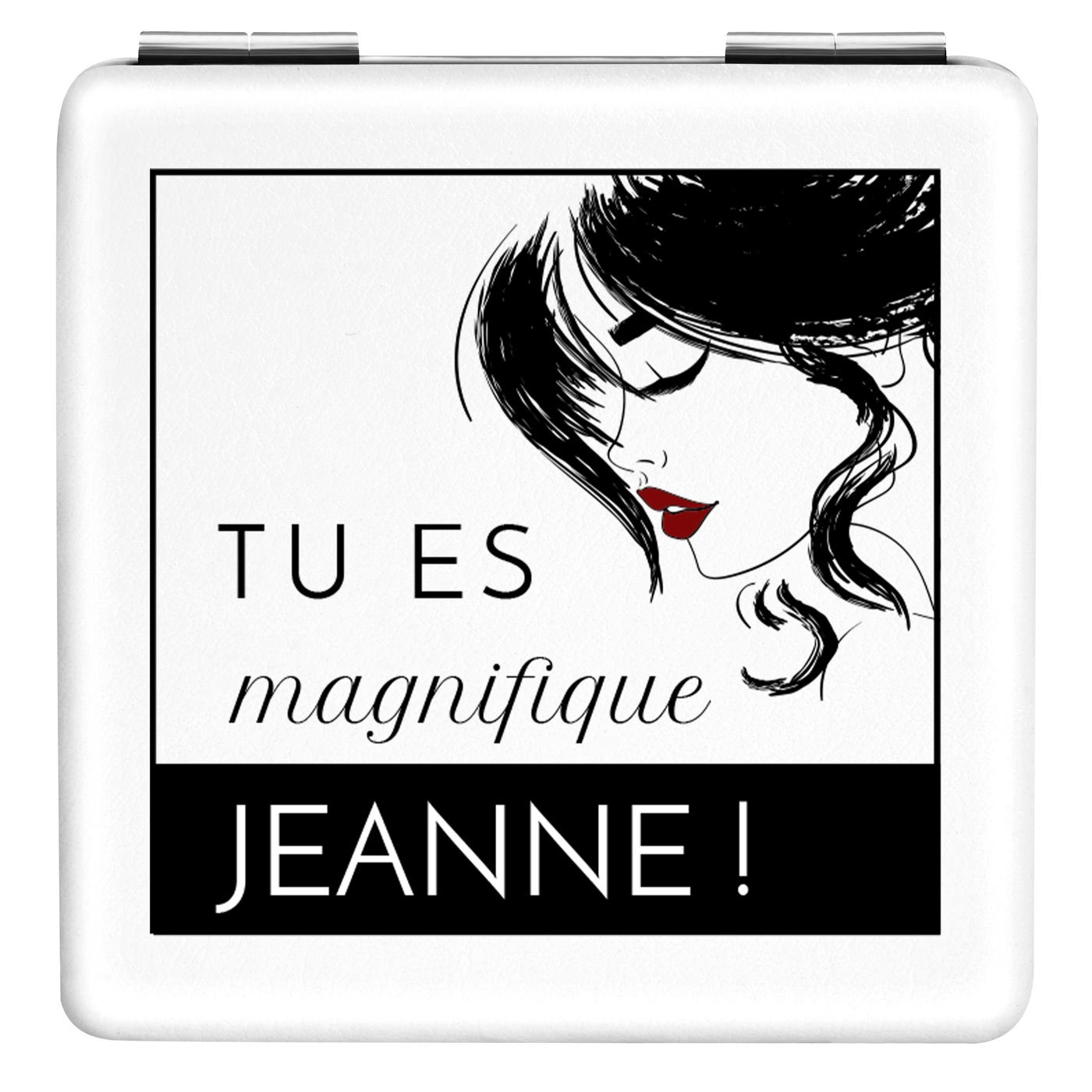 Miroir de poche carré blanc personnalisé pour elle pour la Saint-Valentin