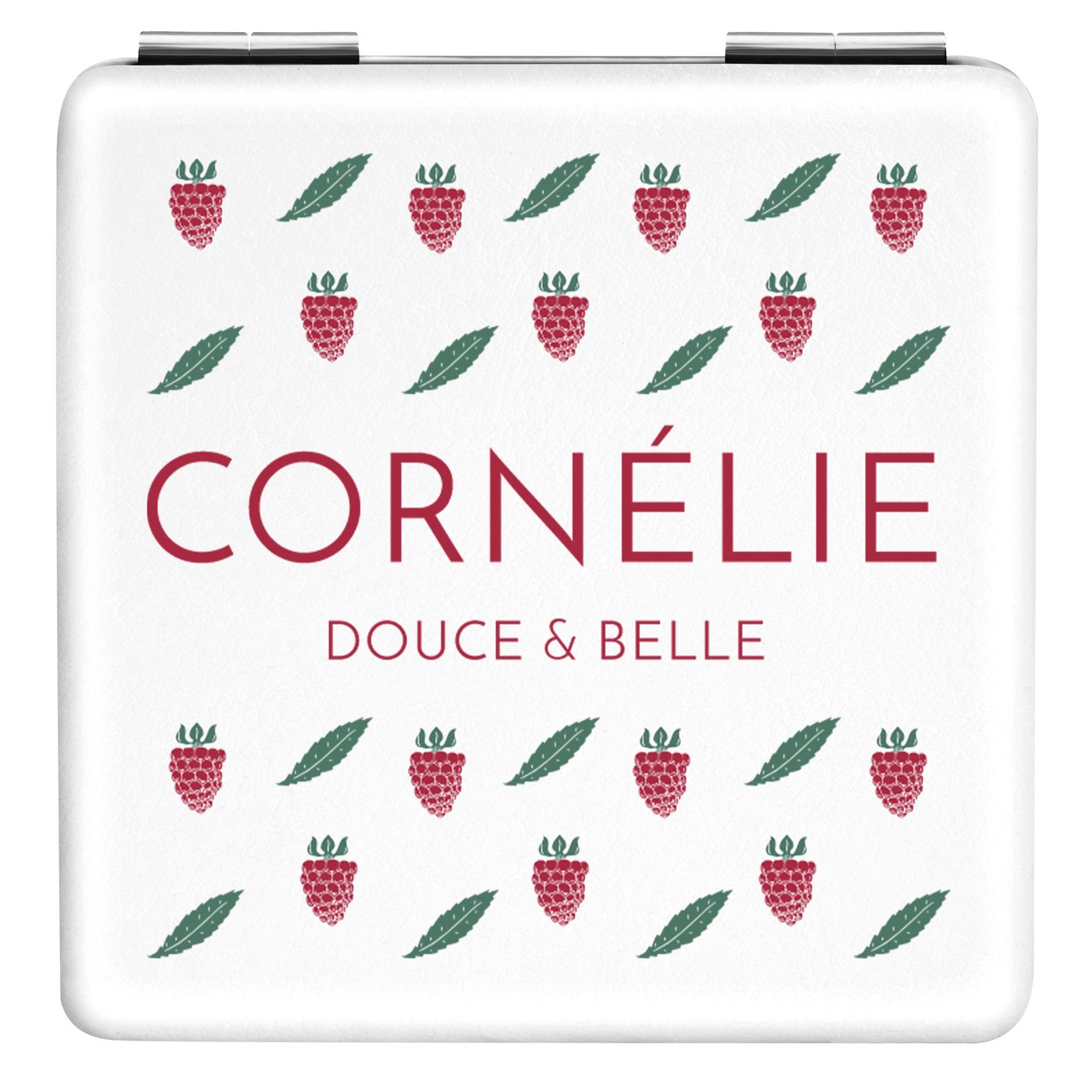 Miroir de poche carré blanc personnalisé pour l'anniversaire d'une amie