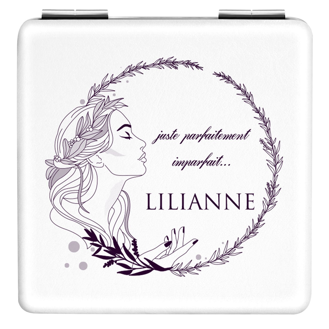 Miroir de poche carré blanc personnalisé pour une épouse pour la Saint-Valentin
