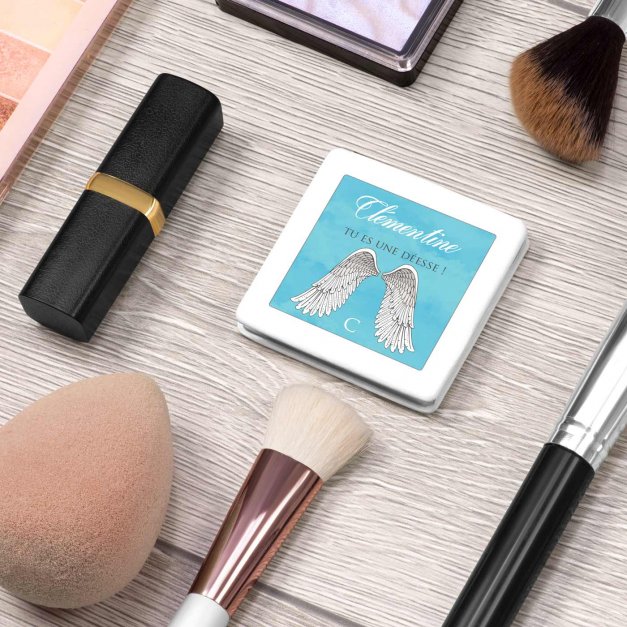 Miroir de poche carré blanc personnalisé pour une copine pour la Saint-Valentin