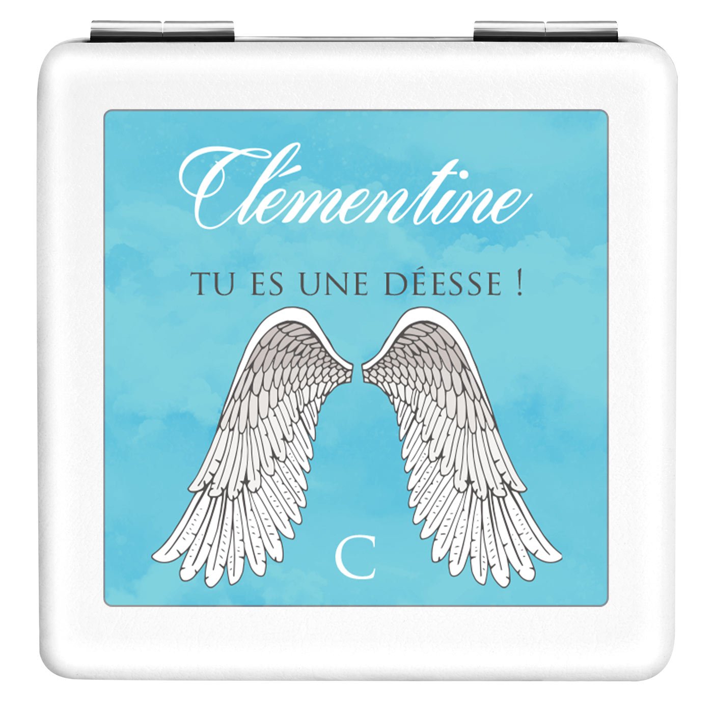 Miroir de poche carré blanc personnalisé pour une copine pour la Saint-Valentin