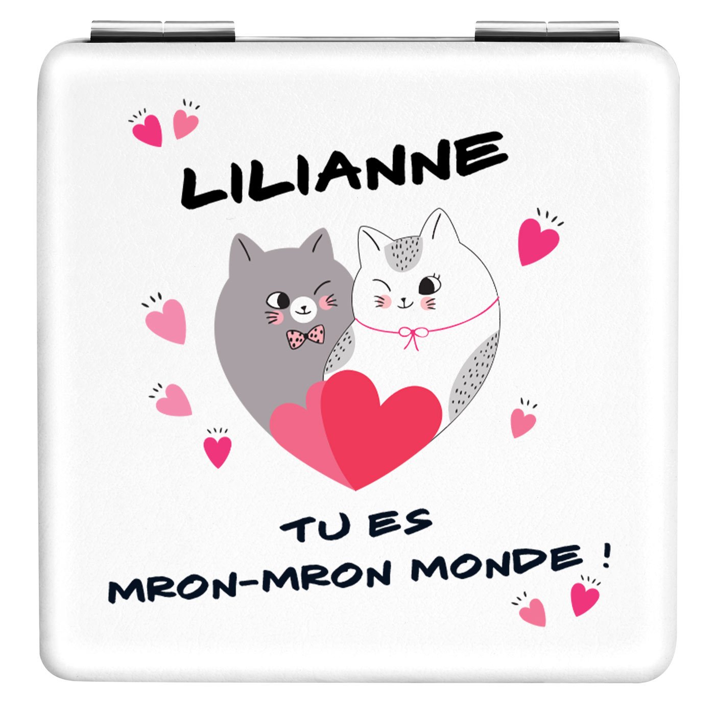 Miroir de poche carré blanc avec impression pour une fiancée pour la Saint-Valentin