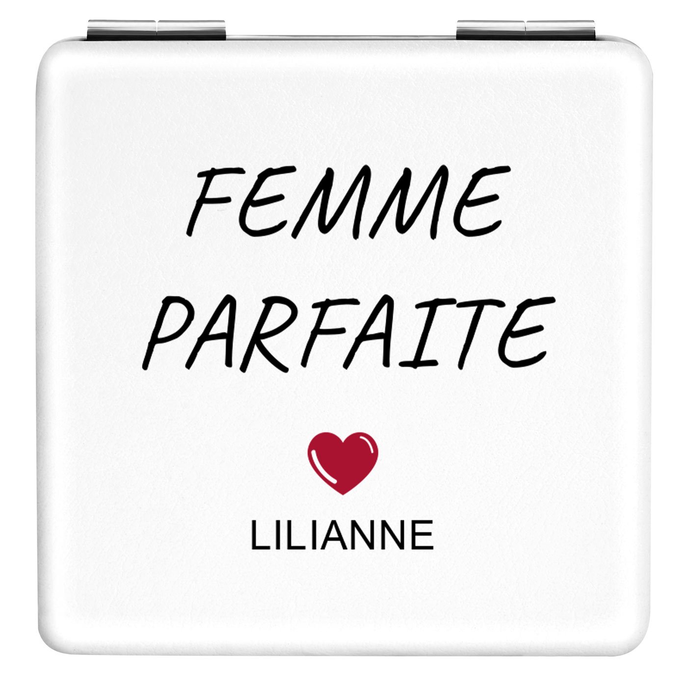 Miroir de poche carré blanc avec impression pour une épouse pour l'anniversaire de mariage