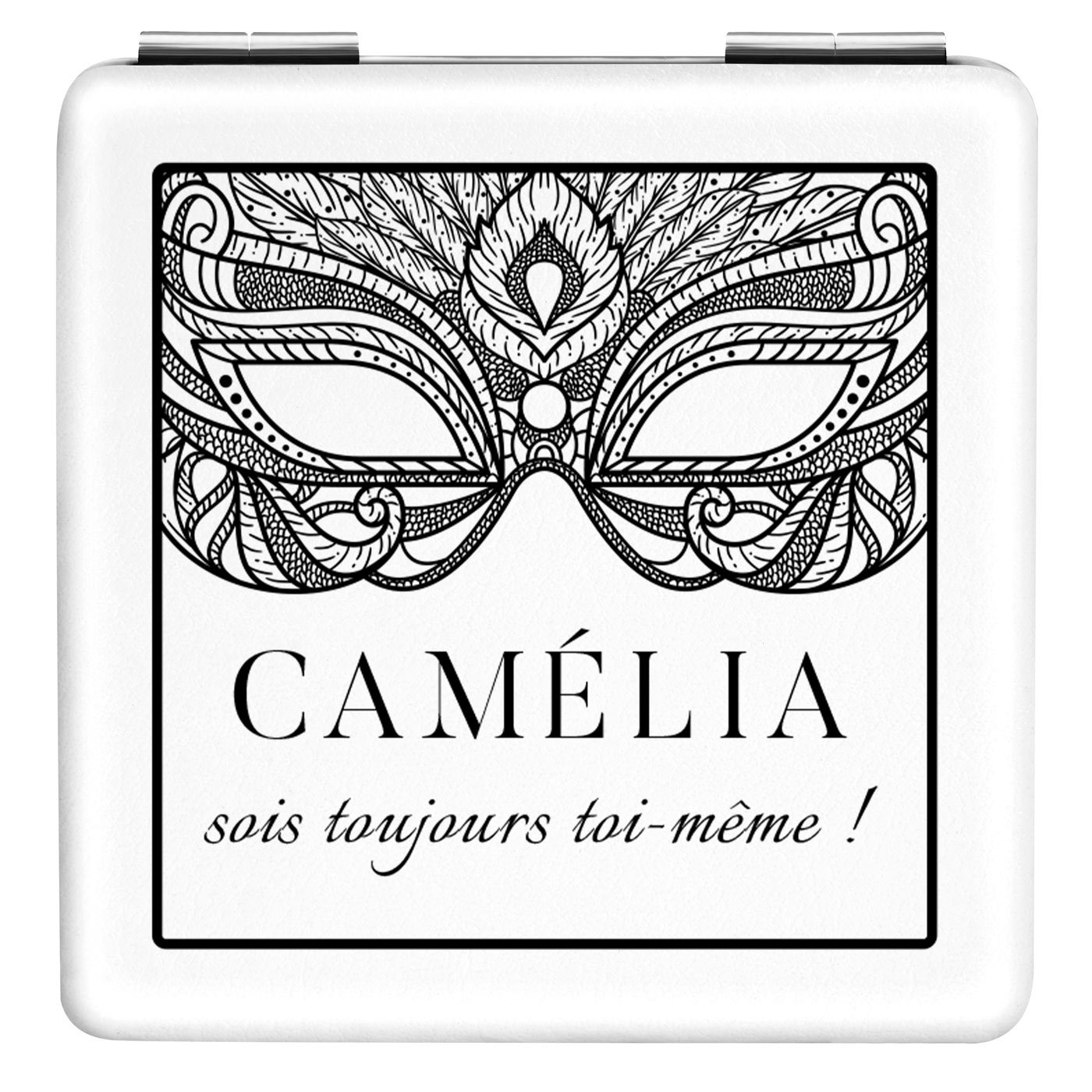 Miroir de poche carré blanc personnalisé pour l'anniversaire d'une sœur