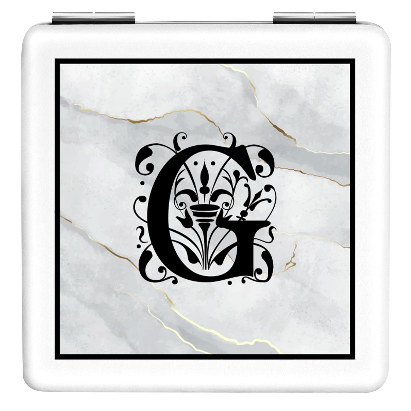 Miroir de poche carré blanc personnalisé pour l'anniversaire d'une fille