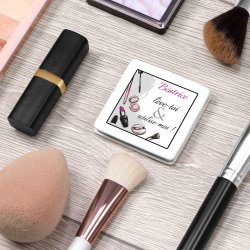 Miroir de poche carré blanc personnalisé pour l'anniversaire d'une jeune fille