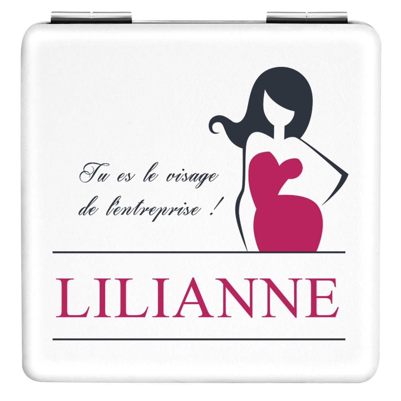 Miroir de poche carré blanc avec impression pour une femme pour la fête des secrétaires