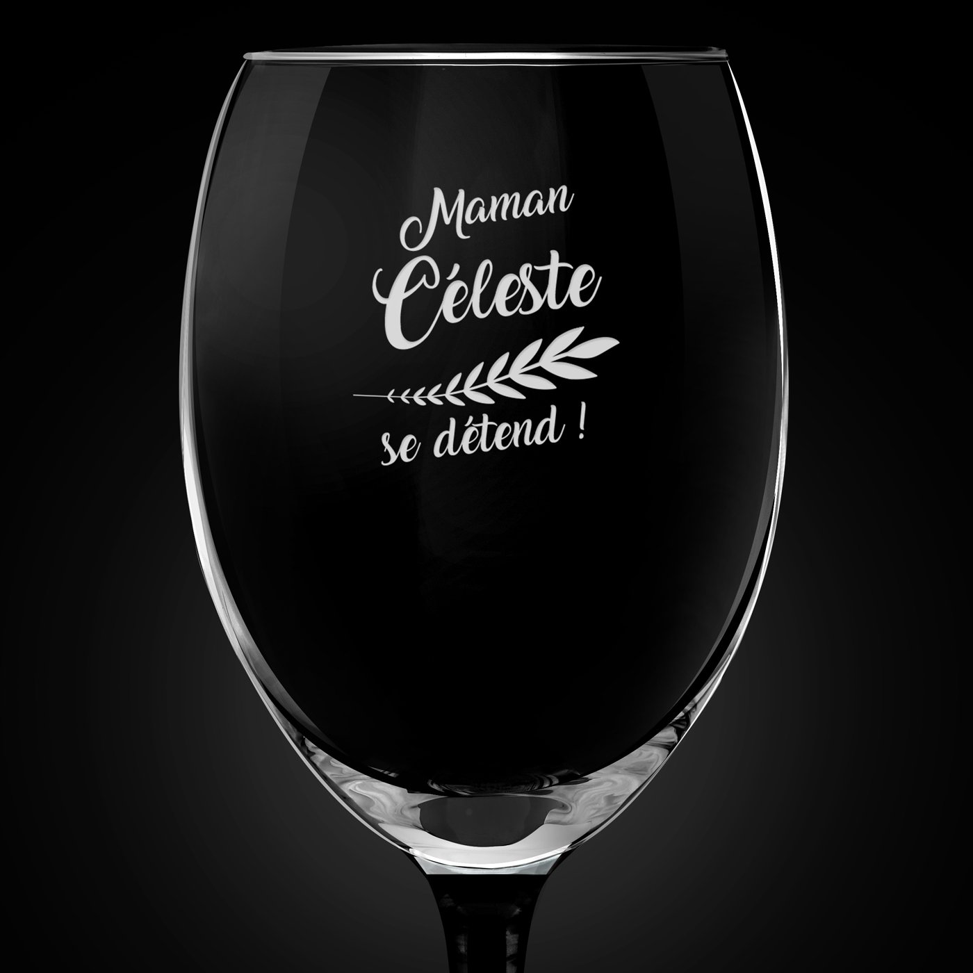 Verre à vin ONYX avec gravure pour maman
