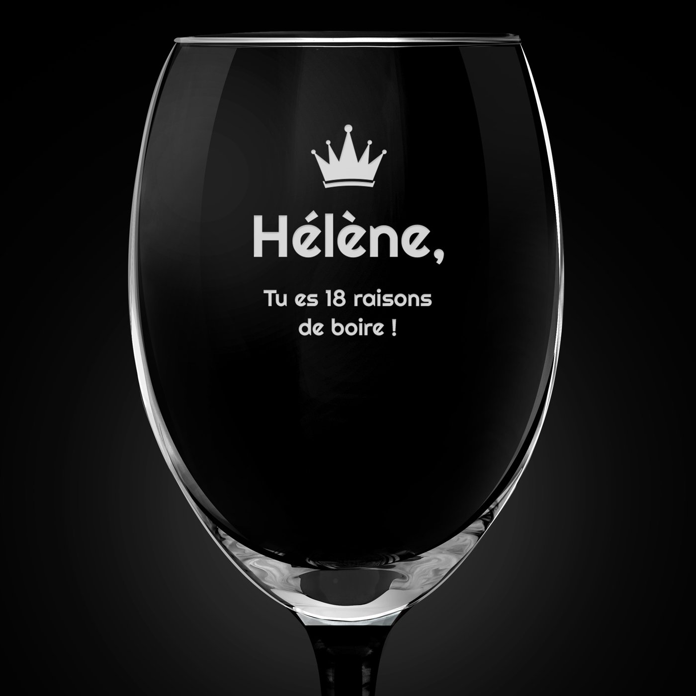 Verre à vin ONYX avec gravure pour elle pour ses 18 ans