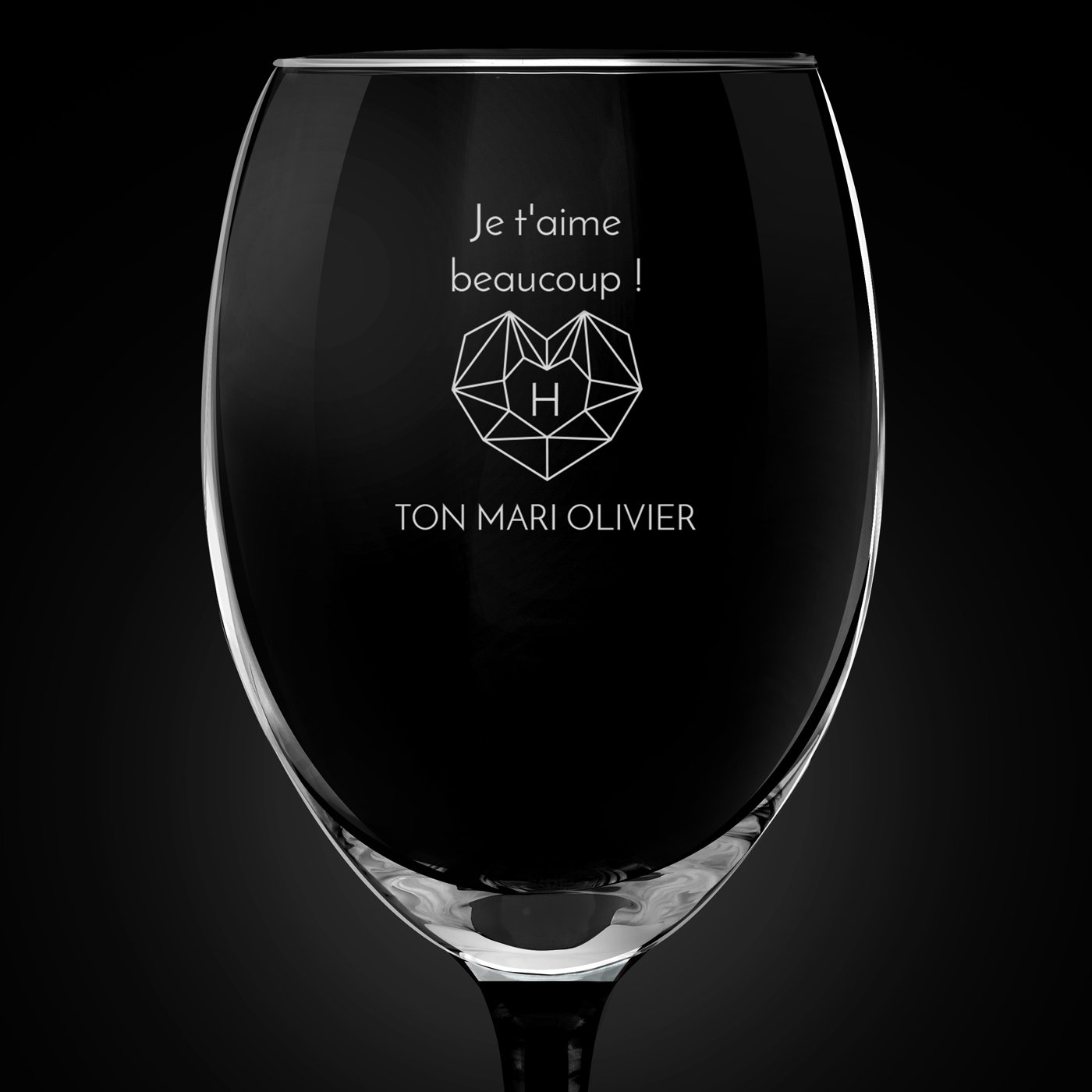 Verre à vin ONYX avec gravure pour épouse pour anniversaire