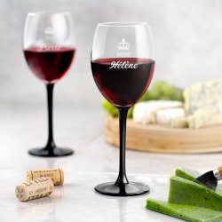 2 verres à vin ONYX avec gravure pour le roi et la reine de la fête