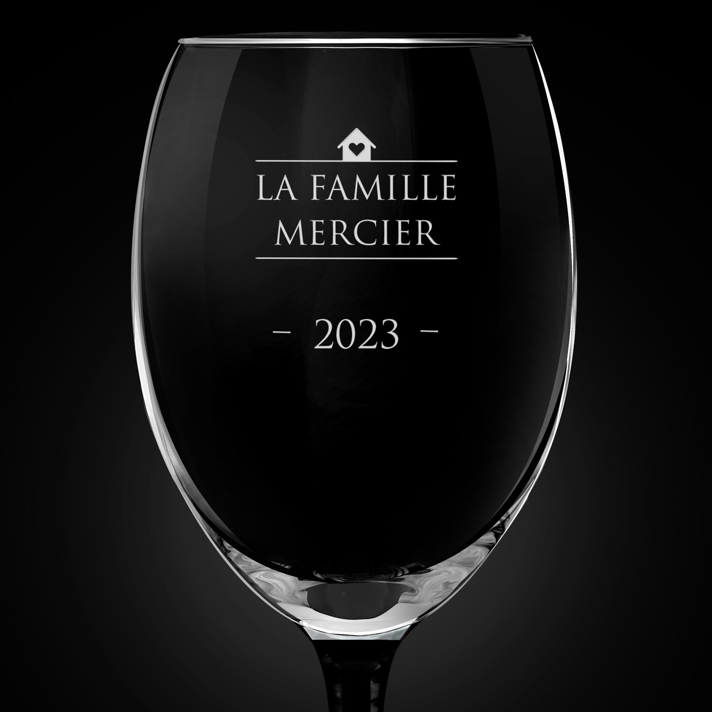 Verre à vin ONYX avec gravure pour des proches pour crémaillère