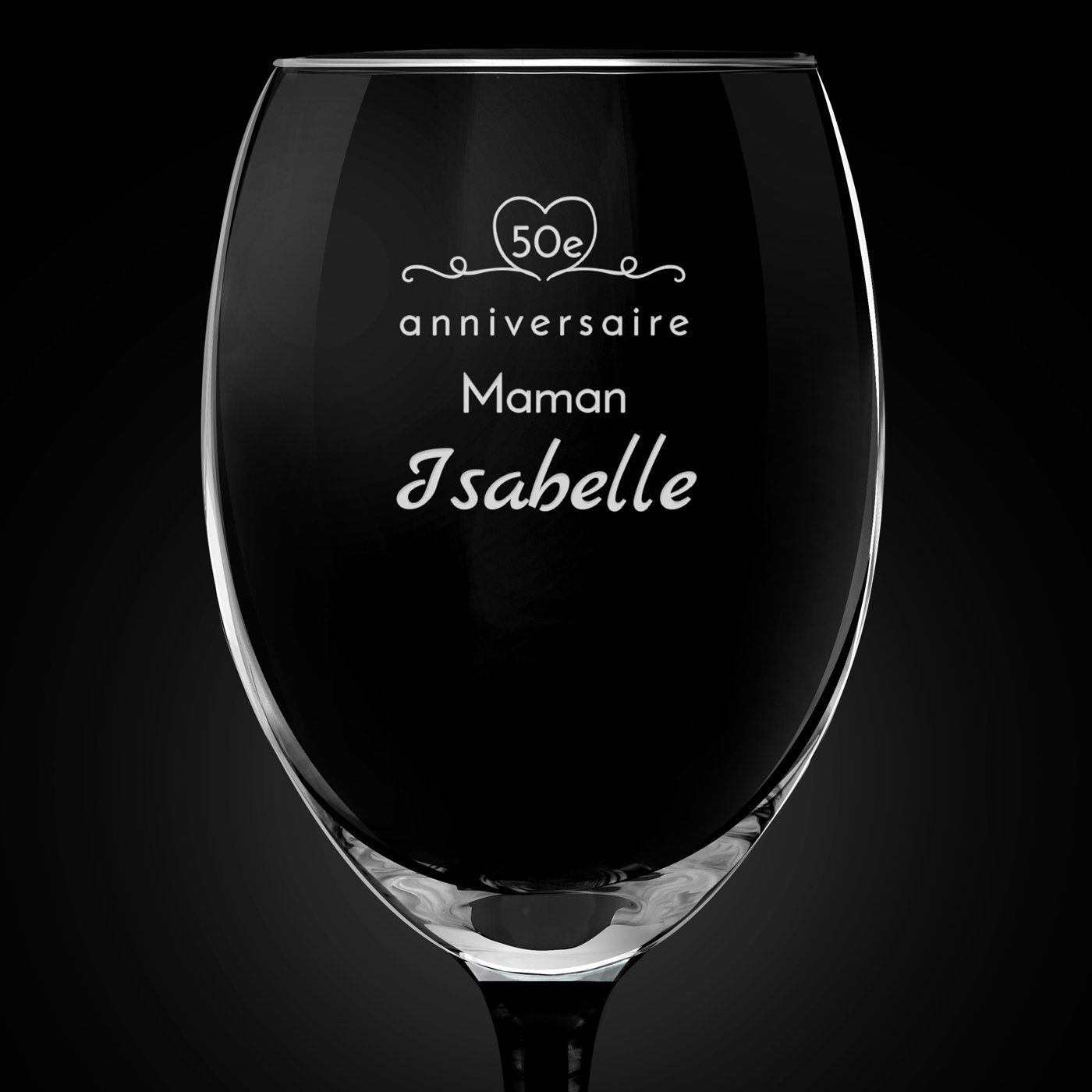 6 verres à vin ONYX avec gravure pour maman pour ses 50 ans