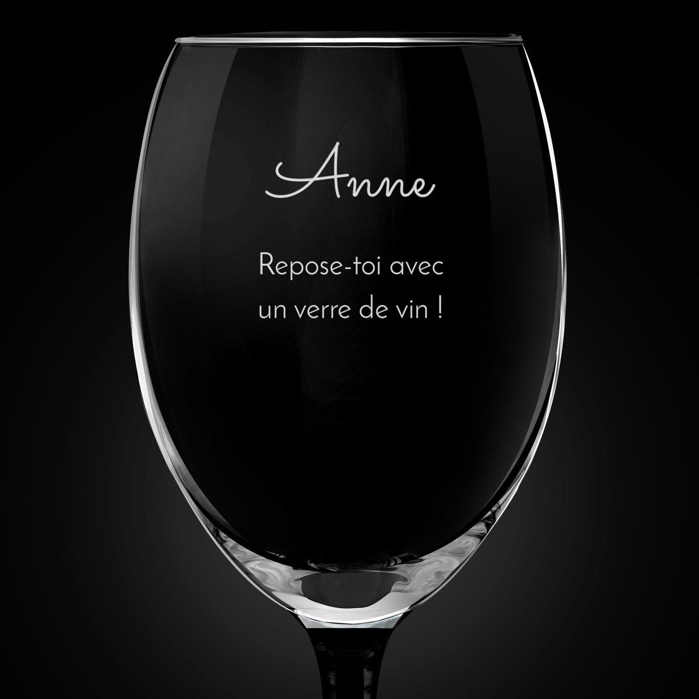 6 verres à vin ONYX avec gravure pour l'anniversaire de maman