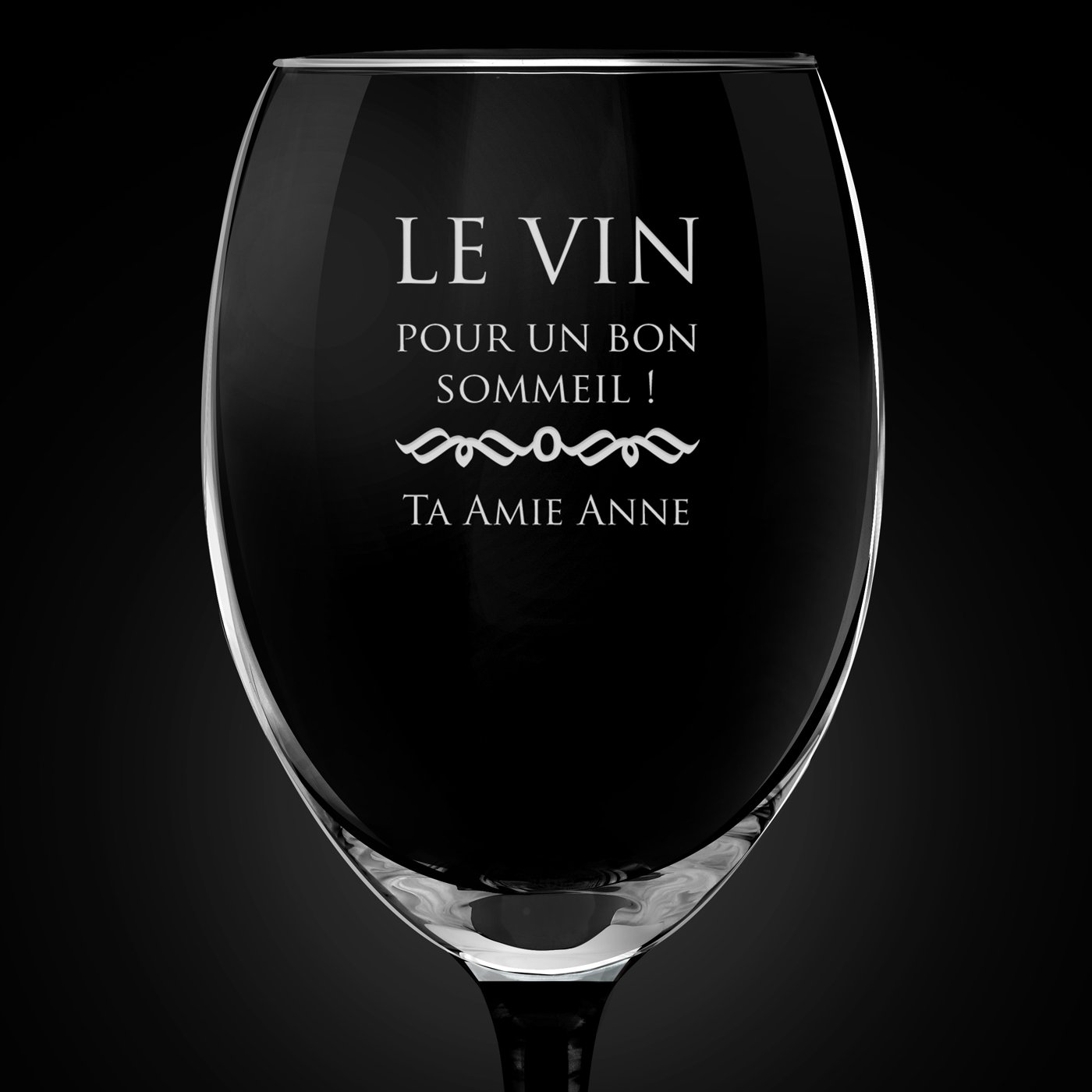 6 verres à vin ONYX avec gravure pour l'anniversaire d'une meilleure amie