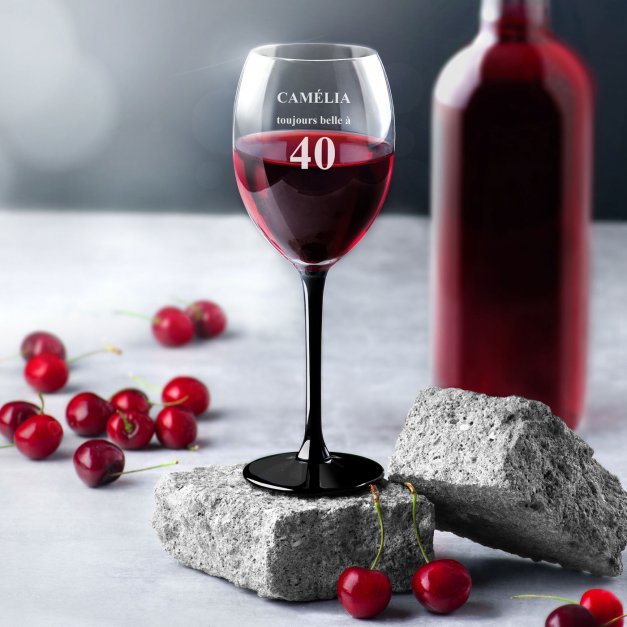 6 verres à vin ONYX avec gravure pour elle pour ses 40 ans