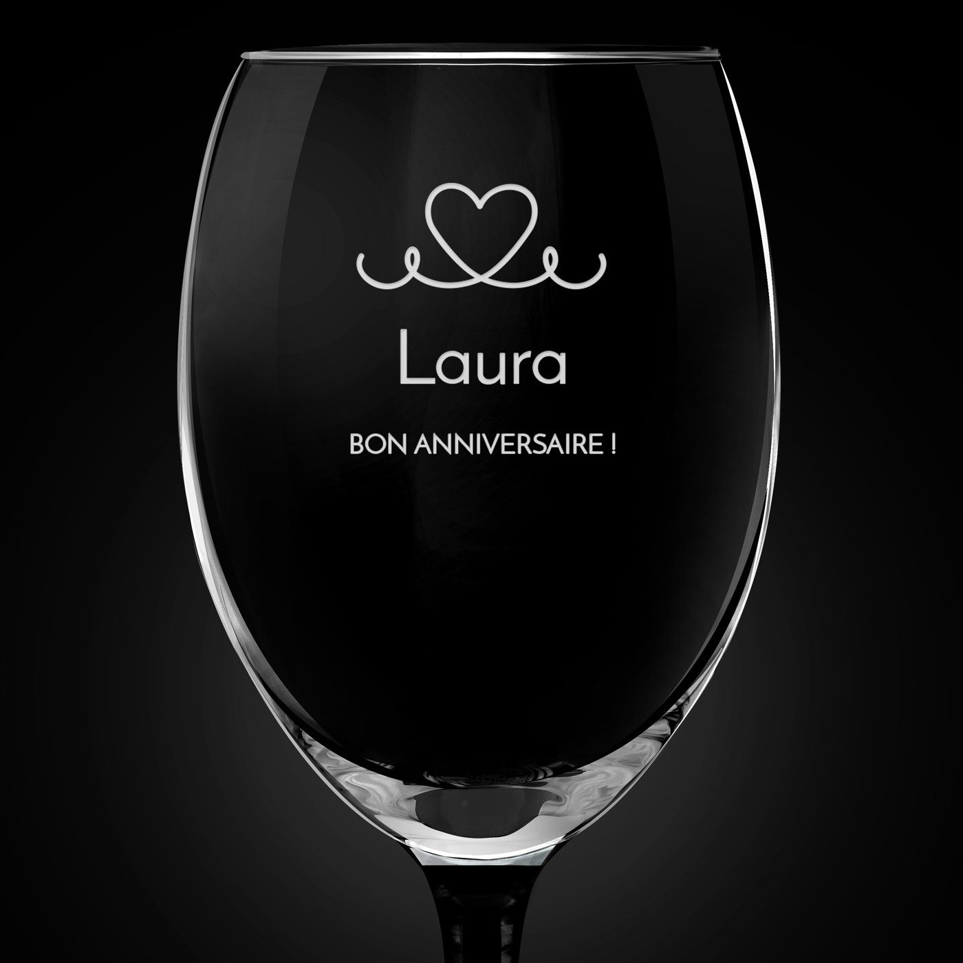 6 verres à vin ONYX avec gravure pour l'anniversaire d'une petite-amie