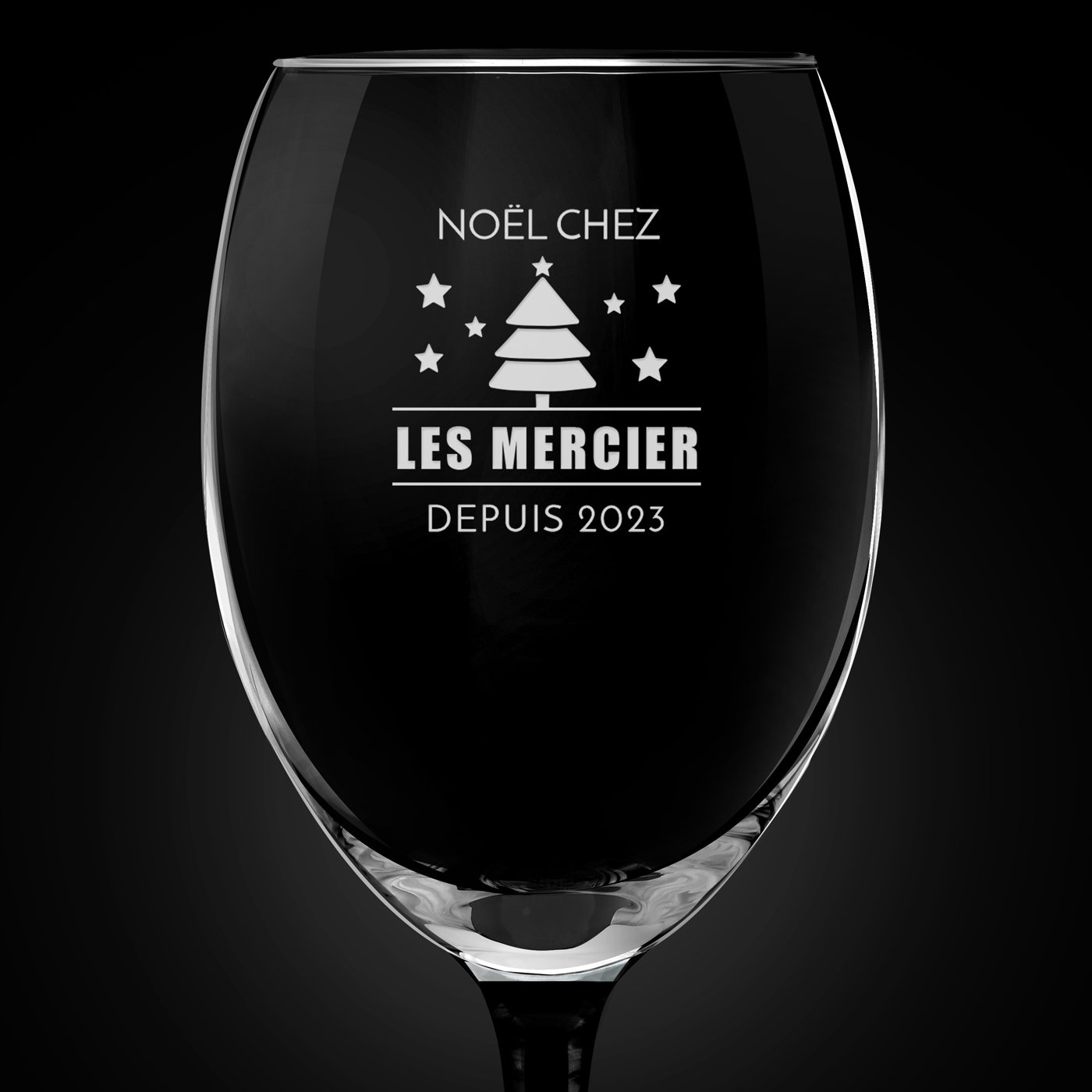 6 verres à vin ONYX avec gravure pour Noel en famille