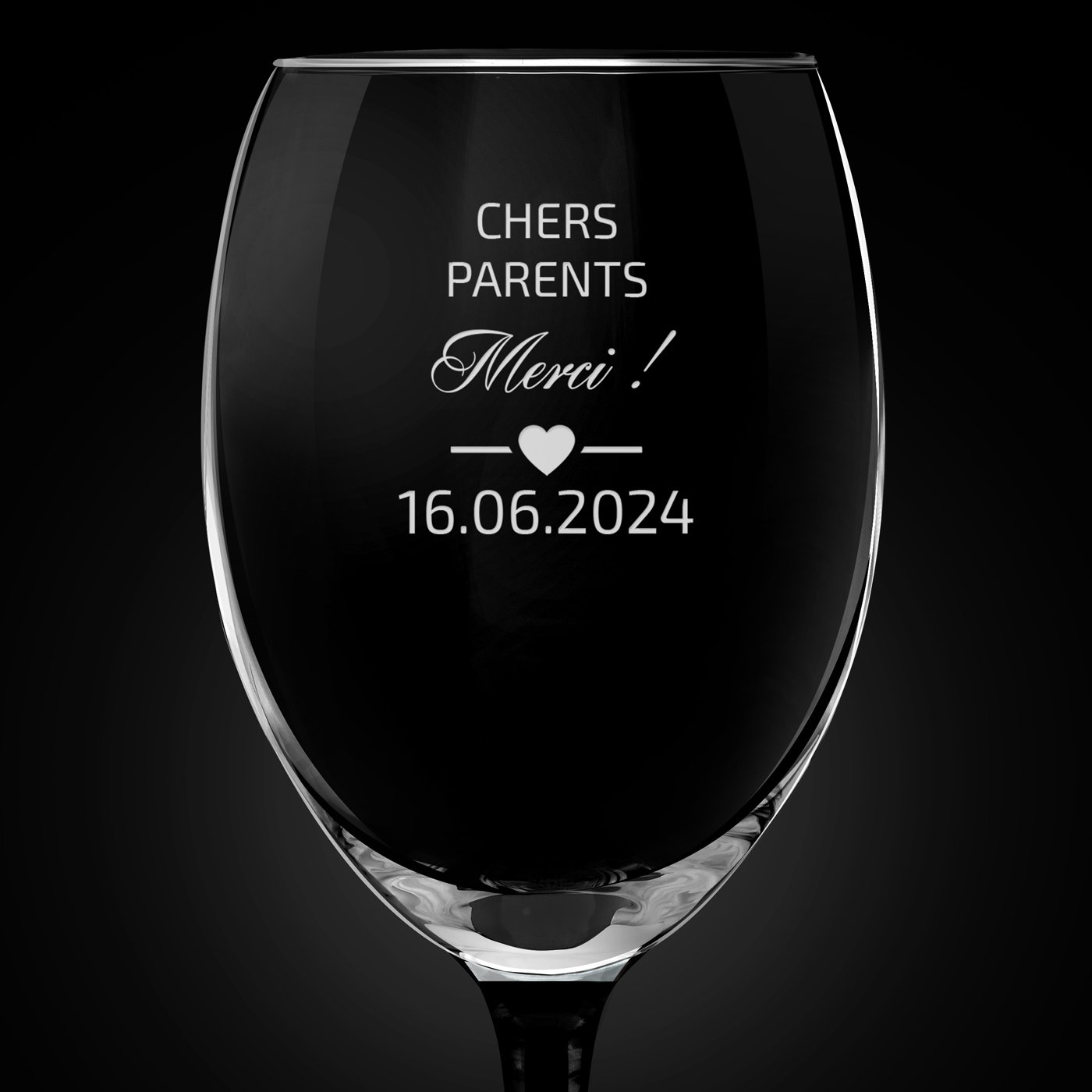 6 verres à vin ONYX avec gravure pour parents