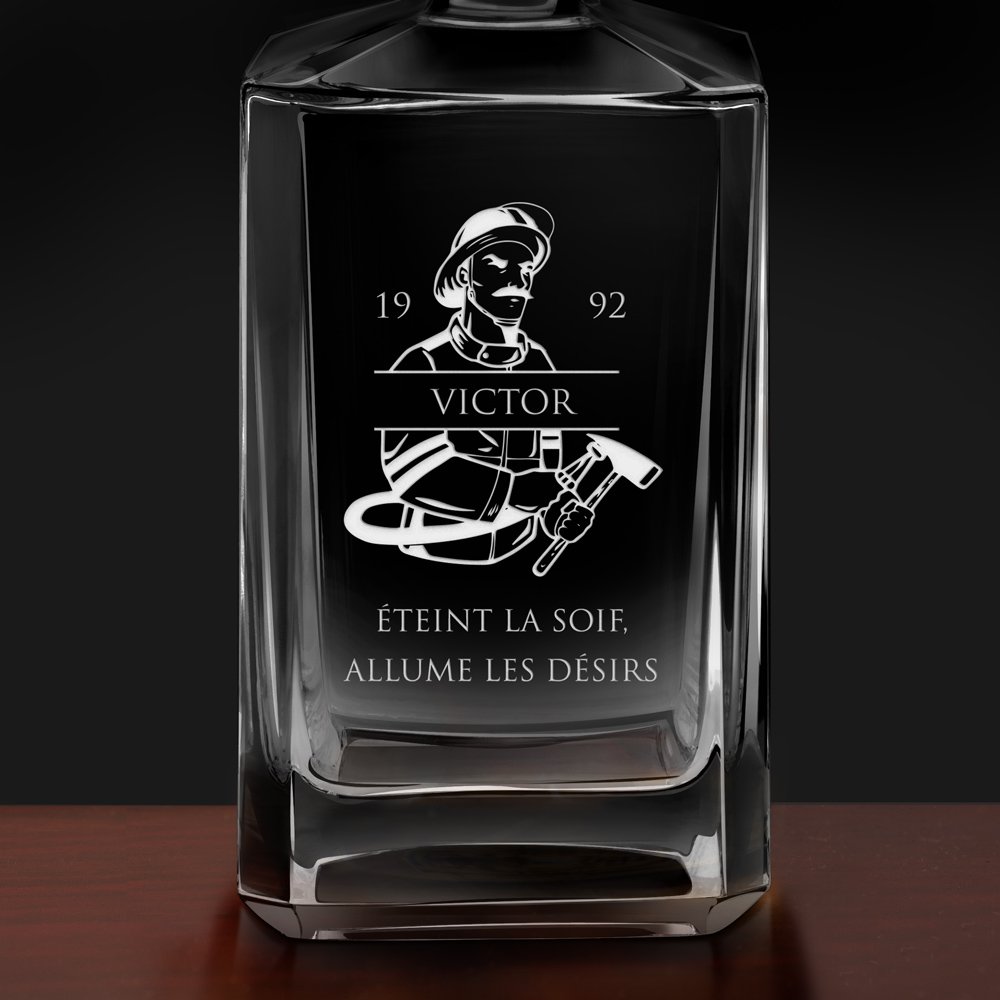 Carafe à whisky Bourbon avec gravure pour pompier