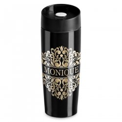 Mug de voyage noir personnalisé avec fermeture Quick-Press pour l'anniversaire de maman