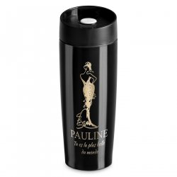 Mug de voyage noir avec gravure avec fermeture Quick-Press pour une collègue pour la fête des secrétaires