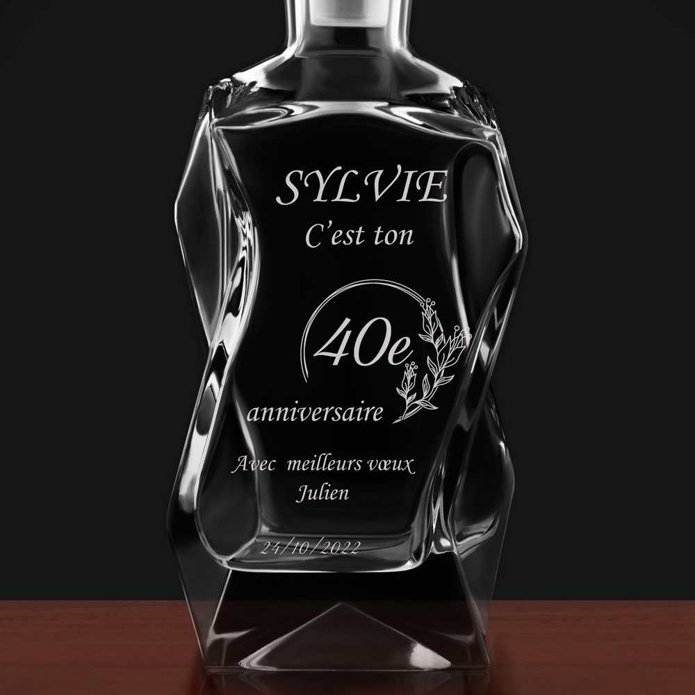 Carafe à whisky Courbe avec personnalisation pour femme pour ses 40 ans