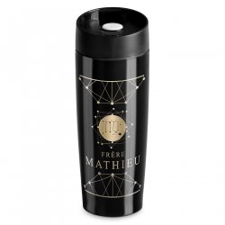 Mug thermos noir personnalisé avec fermeture Quick-Press pour l'anniversaire d'un frère