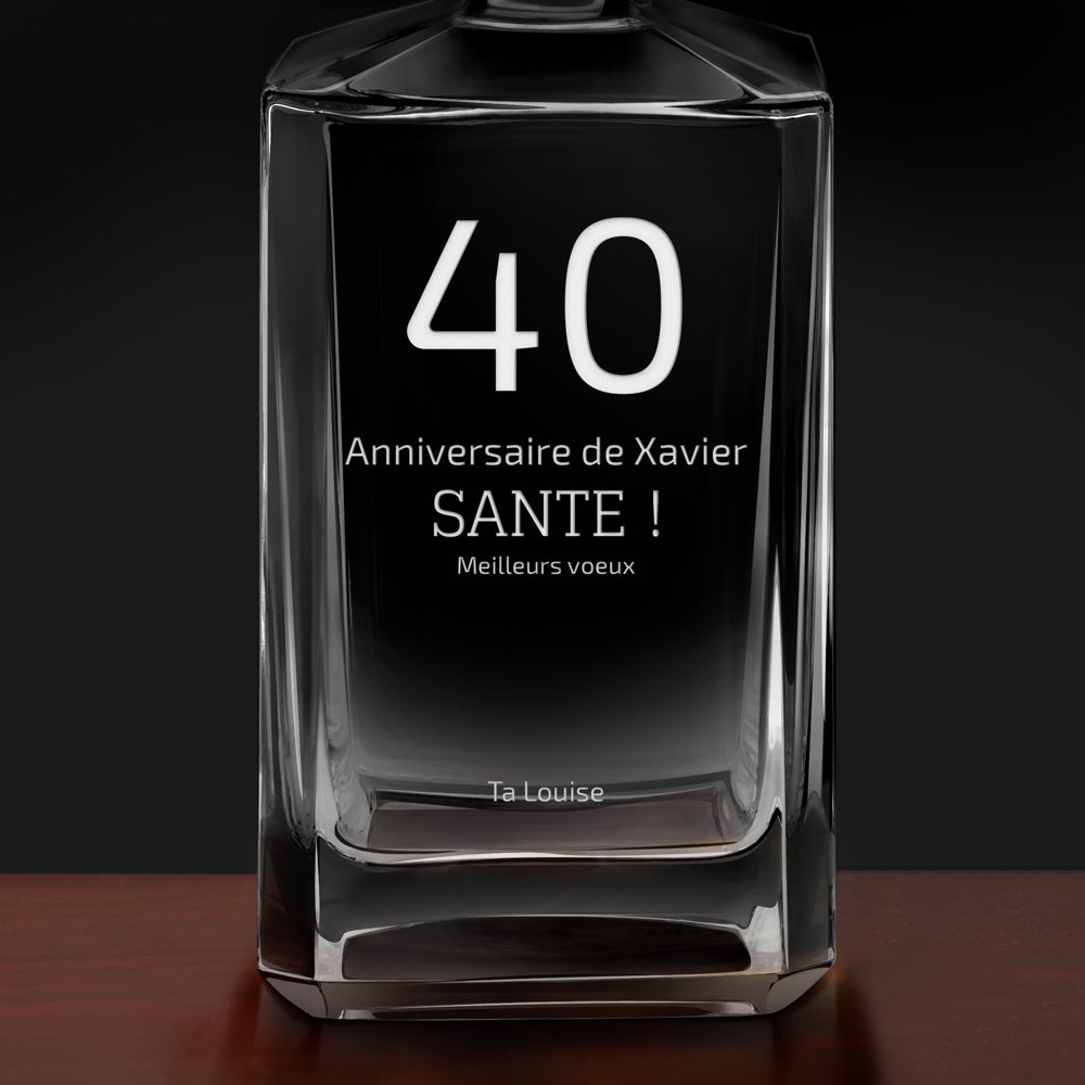 Carafe à whisky Bourbon avec gravure pour homme pour 40e anniversaire