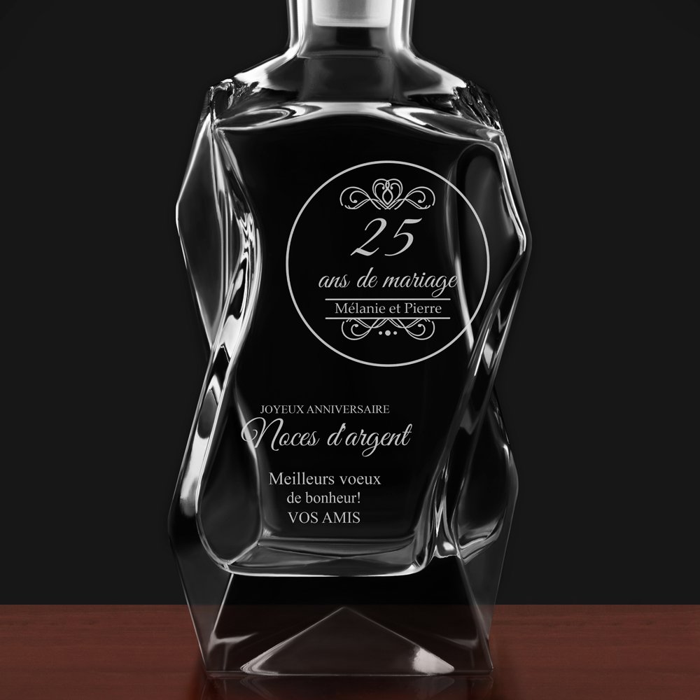 Carafe Courbe avec gravure pour couple 25e anniversaire de mariage