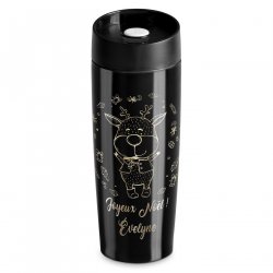 Mug thermos noir personnalisé avec fermeture Quick-Press pour elle pour Noël