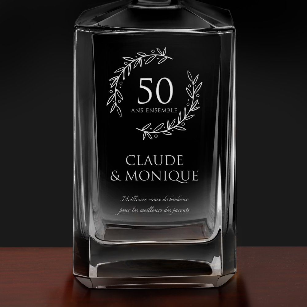 Carafe à whisky Bourbon avec gravure pour couple 50 ans de mariage