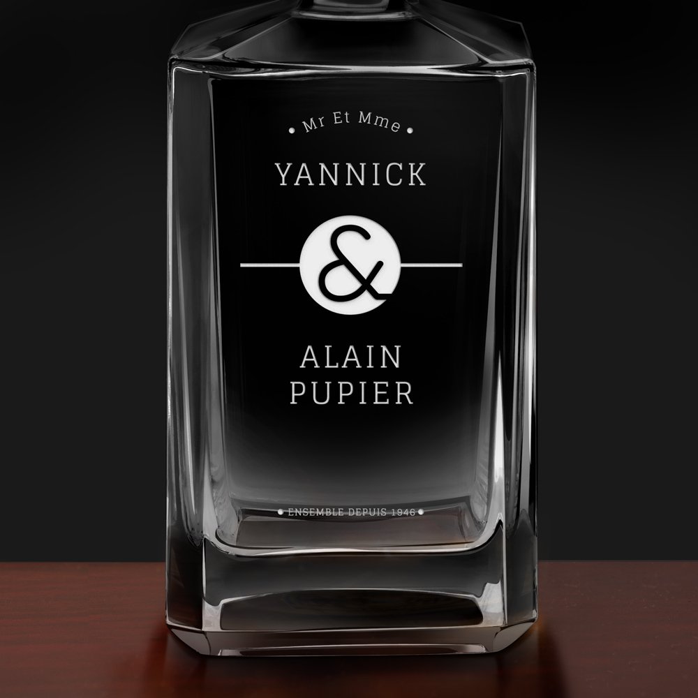 Carafe à whisky Bourbon avec gravure pour des mariés