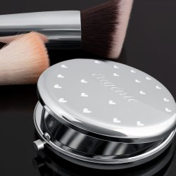 Miroir de poche rond de couleur argent avec gravure pour une copine pour la Saint-Valentin
