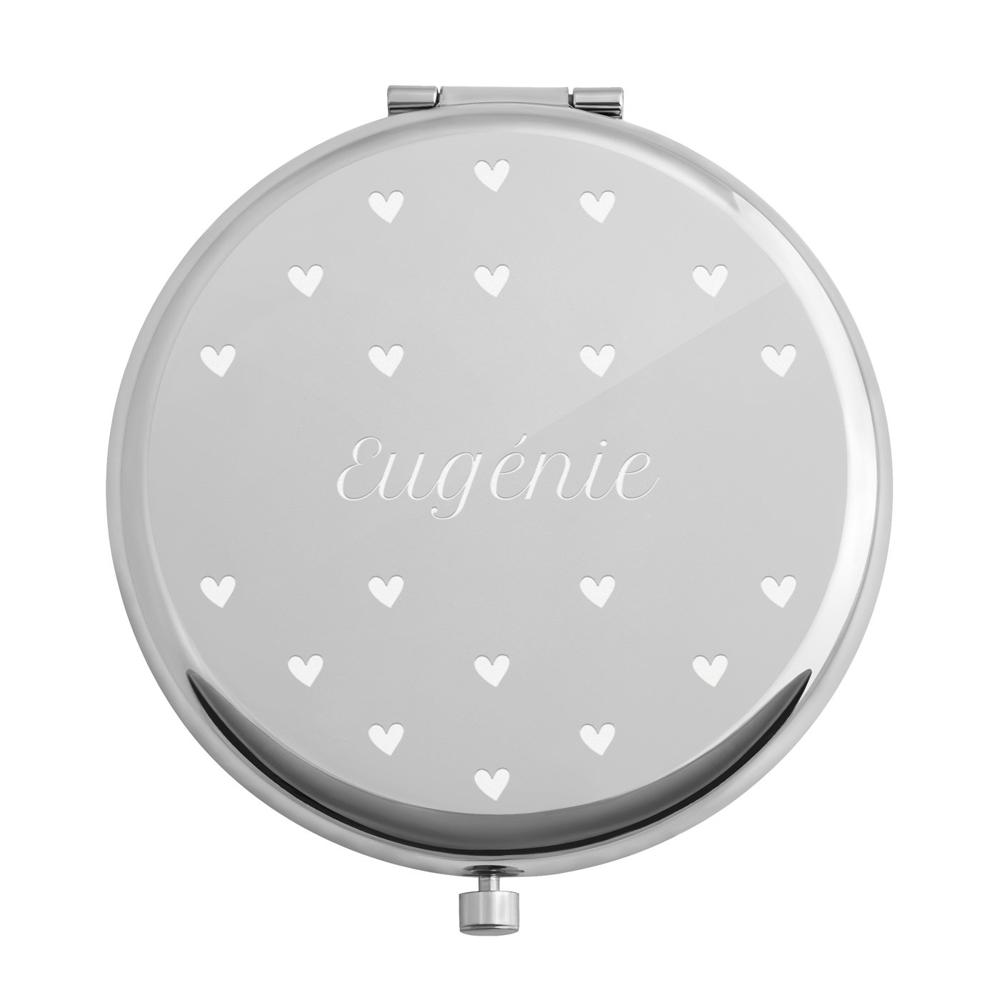 Miroir de poche rond de couleur argent avec gravure pour une copine pour la Saint-Valentin