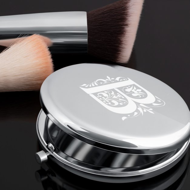 Miroir de poche rond personnalisé de couleur argent pour l'anniversaire de maman