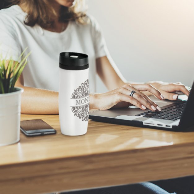 Mug Isotherme blanc avec gravure avec fermeture Quick-Press pour un copain pour la Saint-Valentin