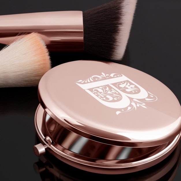 Miroir de poche rond personnalisé de couleur or rose pour l'anniversaire de maman