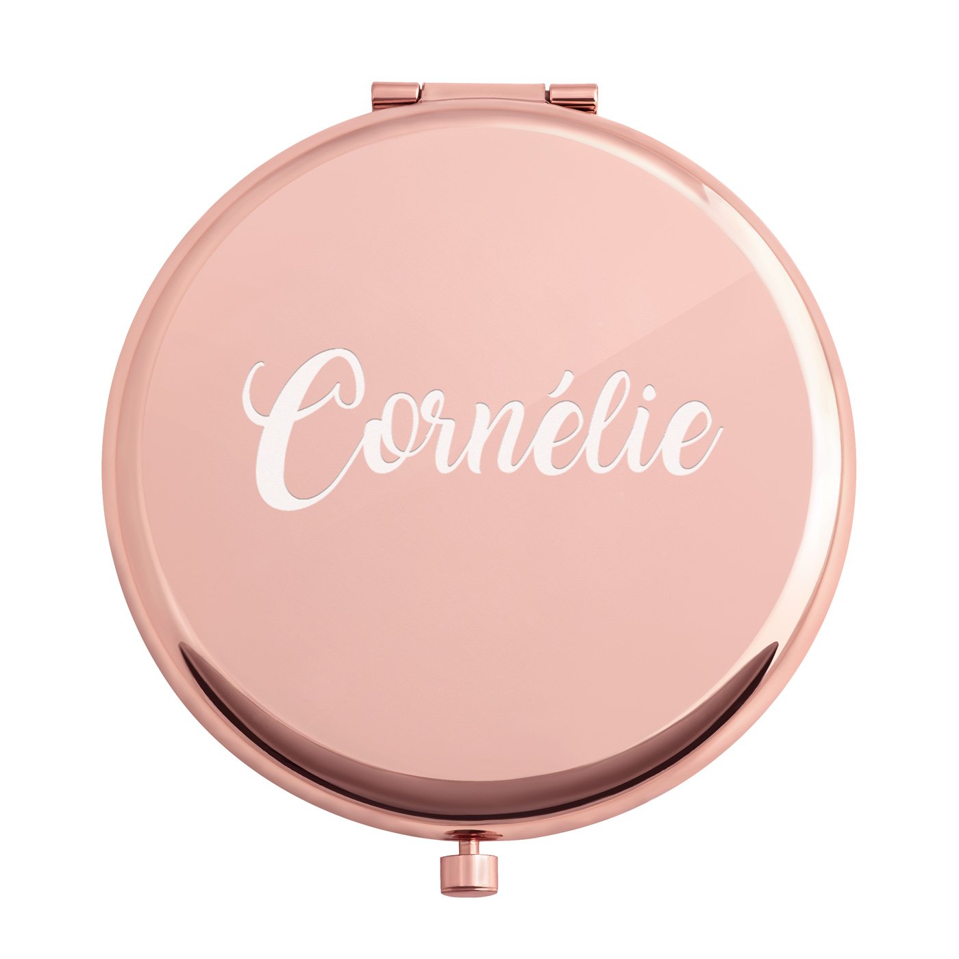 Miroir de poche rond personnalisé de couleur or rose pour l'anniversaire d'une amie