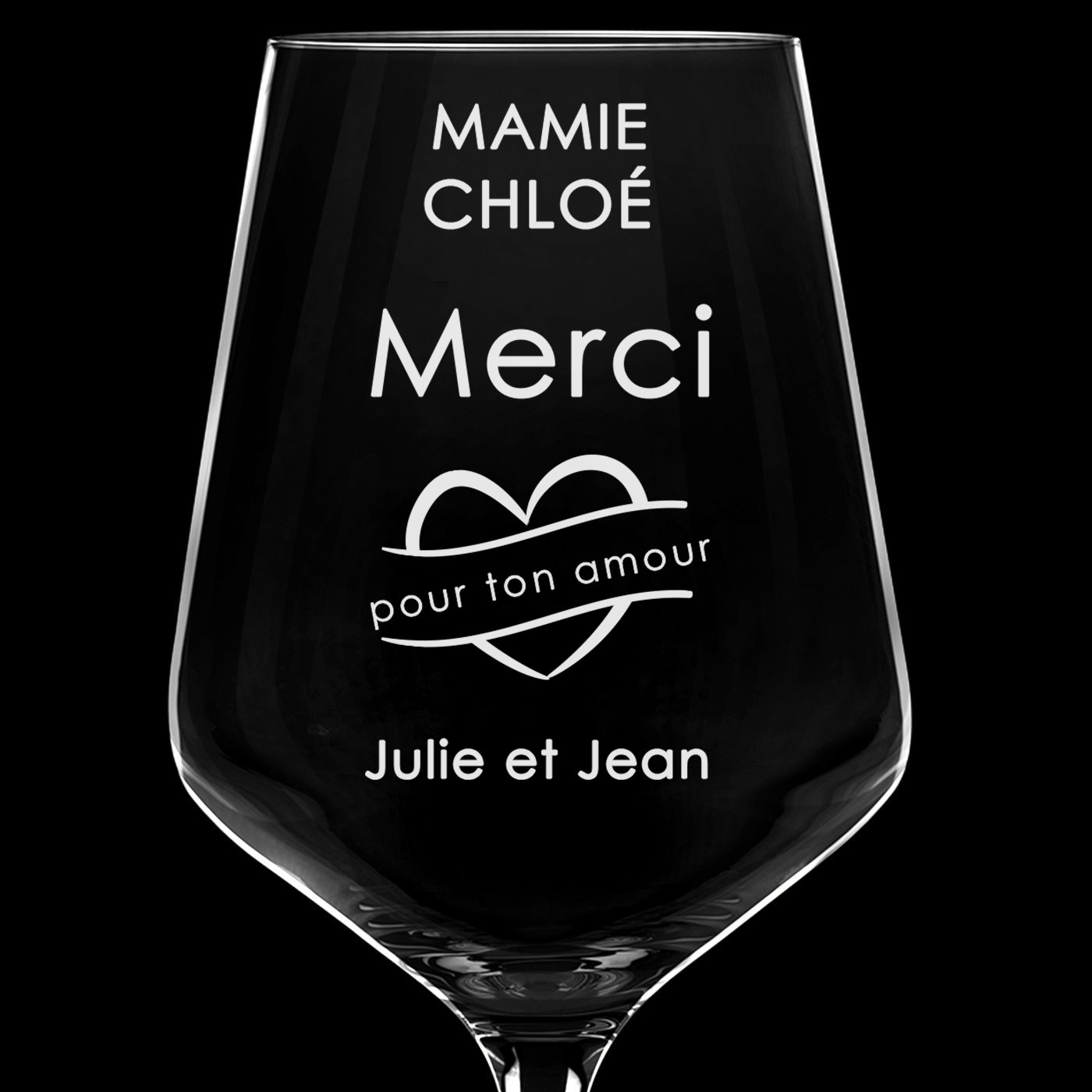 Verre à vin taille XL avec gravure pour grand-mère