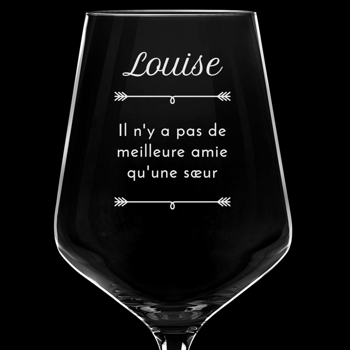 Verre à vin taille XL avec gravure pour une sœur adorée