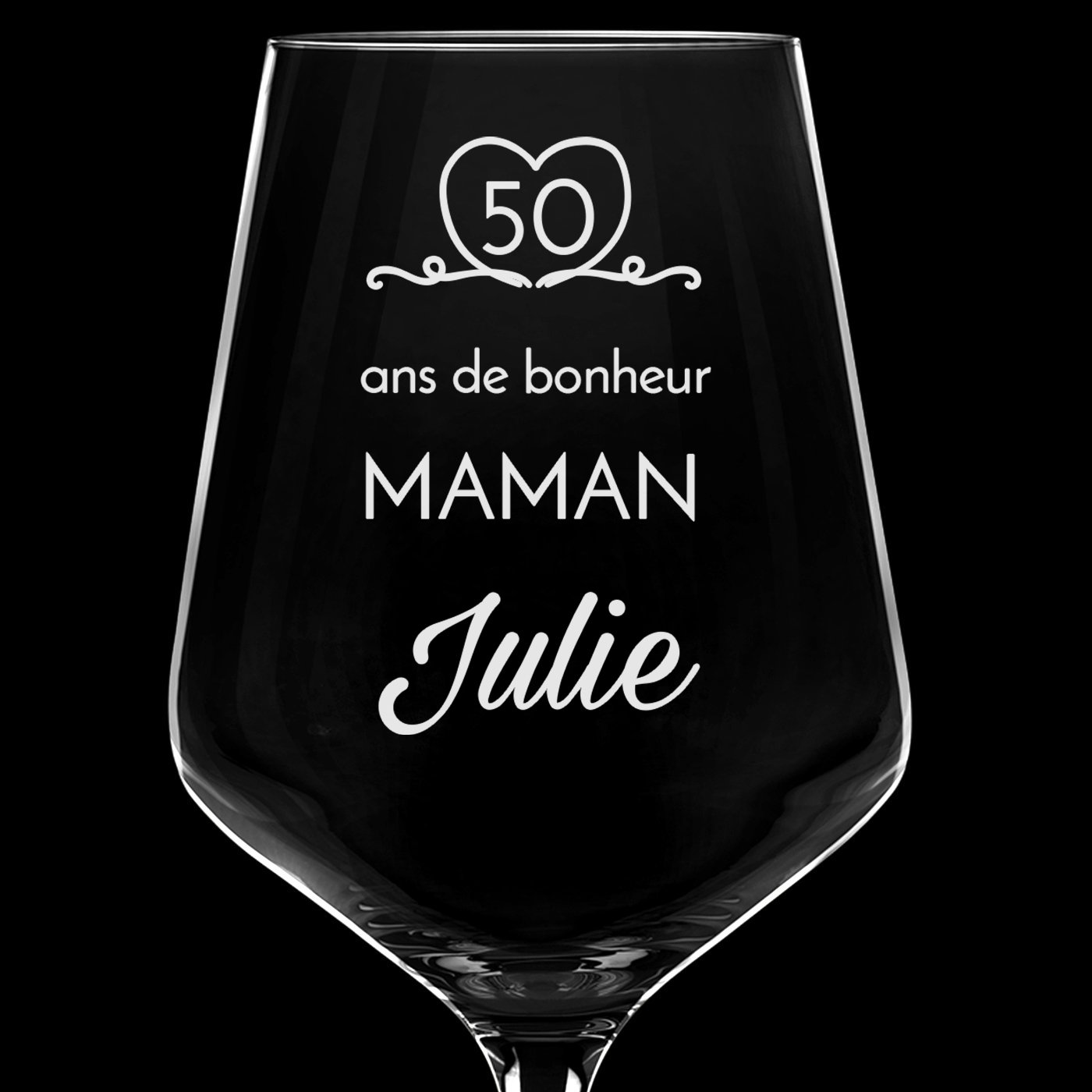 6 verres à vin taille XL avec gravure pour maman pour ses 50 ans