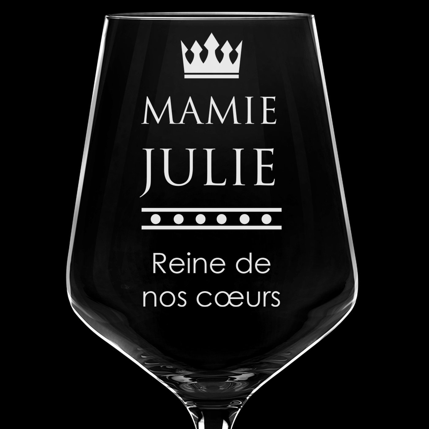 6 verres à vin taille XL avec gravure pour mamie